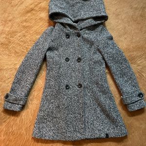 Rusty black and white pea coat